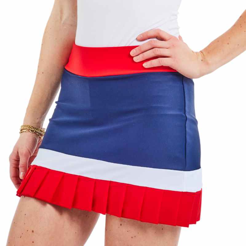 Darby Navy-Cherry Tomato-White Skort – Tzu Tzu Sport