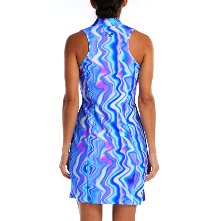 Tzu Tzu Purple Blue Abstract Print 2024 Sleeveless Golf Athletic Dress - Size XS